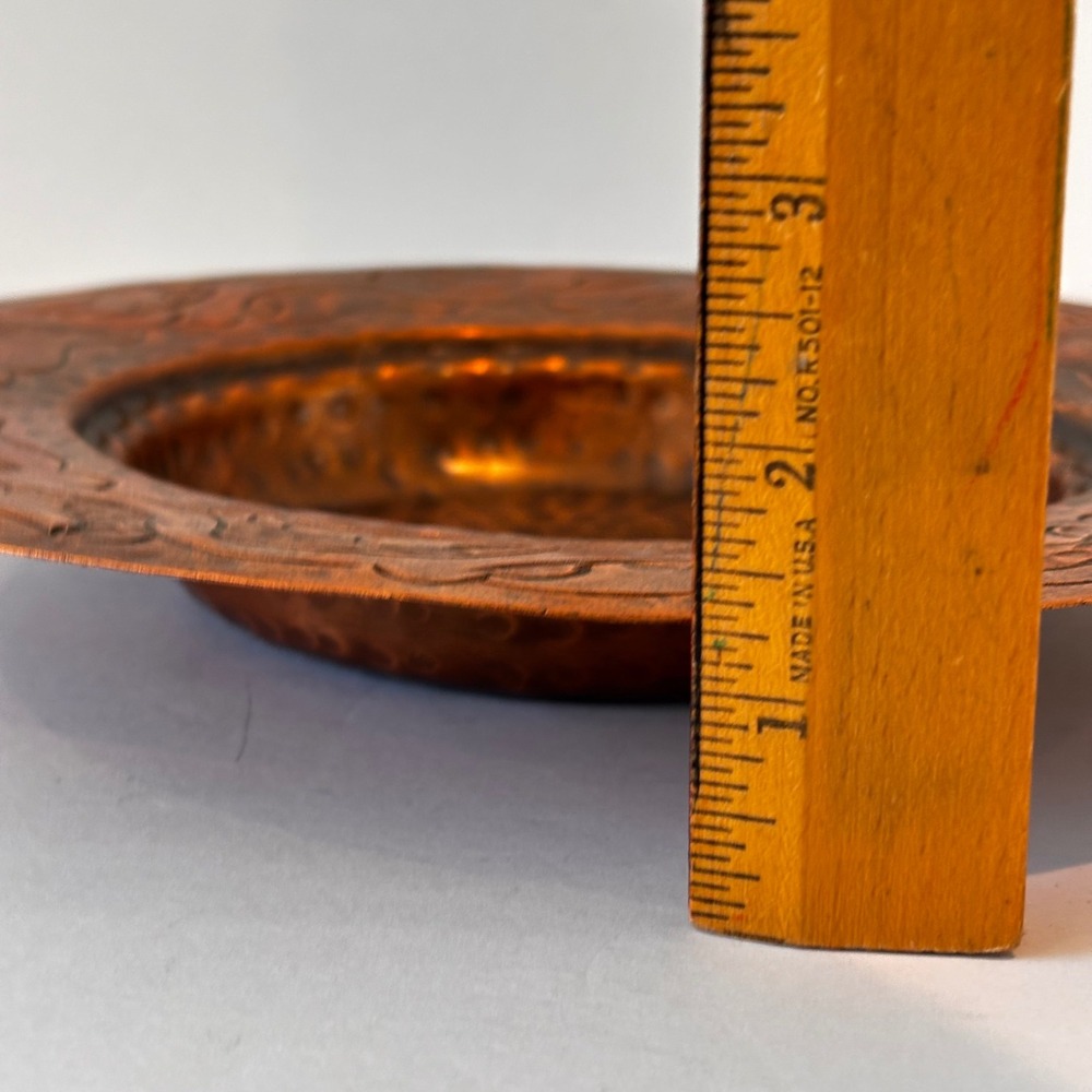 Vintage Handmade Hammered Copper Bowl Plate Wall Hanging Trinket Dish Table 10" - Picture 6 of 8